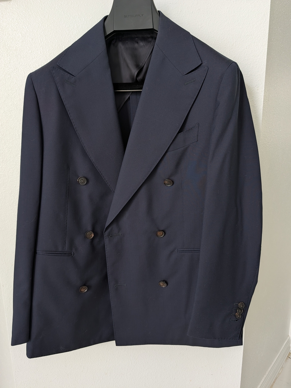 Suitsupply Custom Navy Double-Breasted Blazer | 38S | S120s Wool